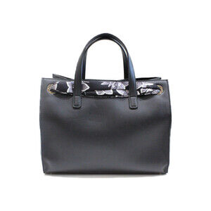 Salvatore Ferragamo Flower Bag Floral Black Shoulder Handbag Leather Tote